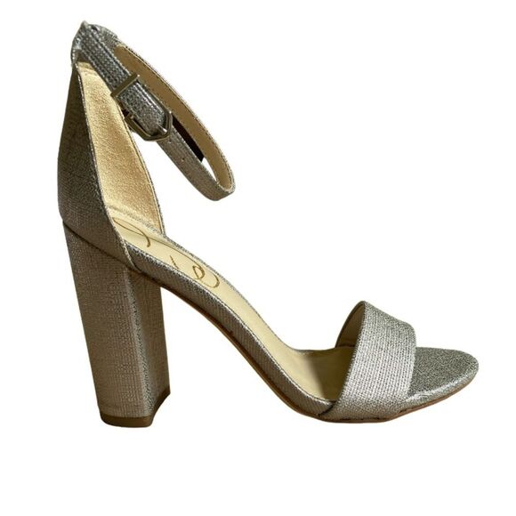 NEW Sam Edelman Yaro Block Heeled Open Toe Sandals Size 5 in Pewter Metallic - Picture 7 of 15